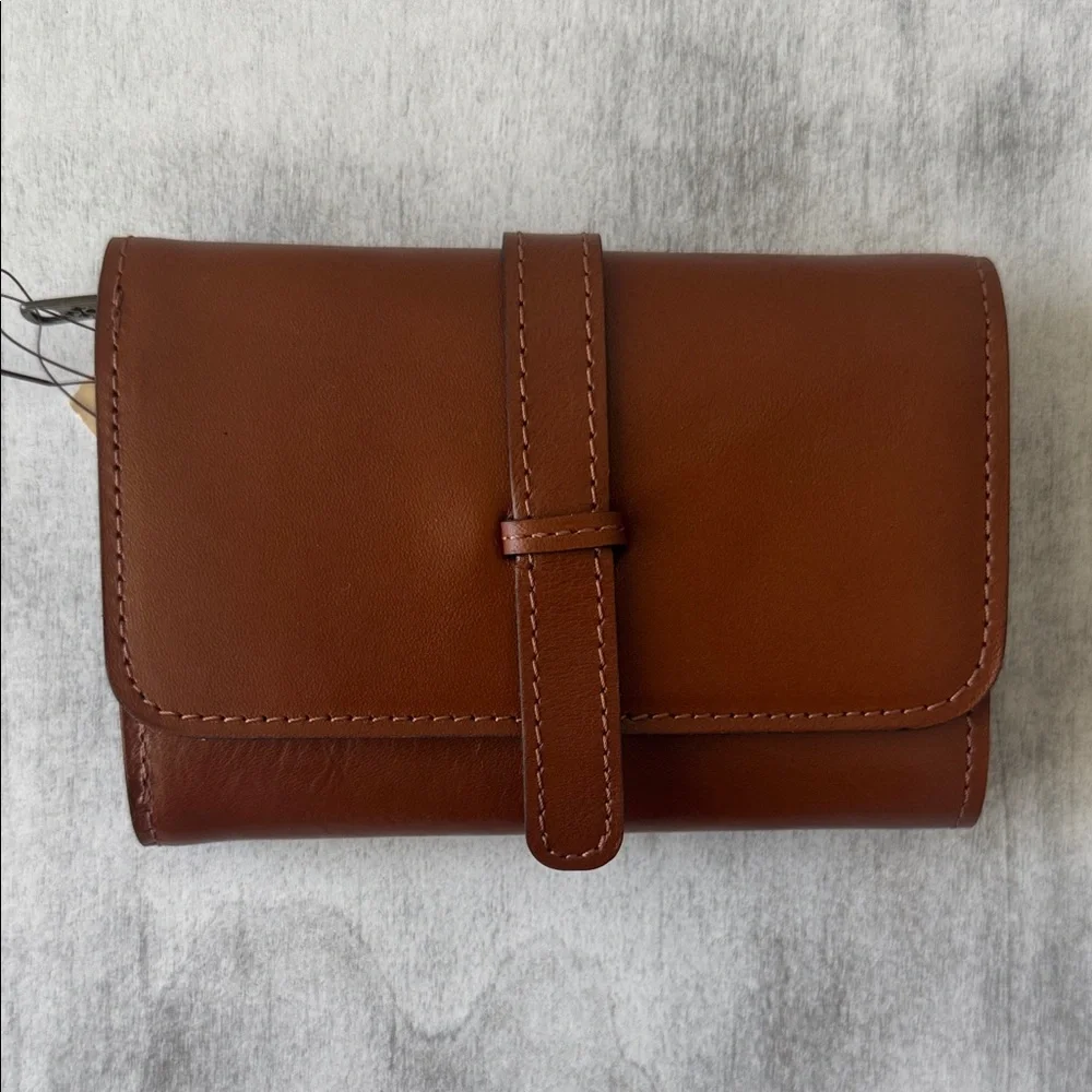 Patricia Nash Perla Trifold Leather Wallet Clutch Tan Brown
